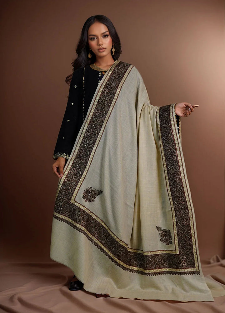 Sanaulla Exclusive Range Pashmina Shawl D-32 Fawn - Winter Collection