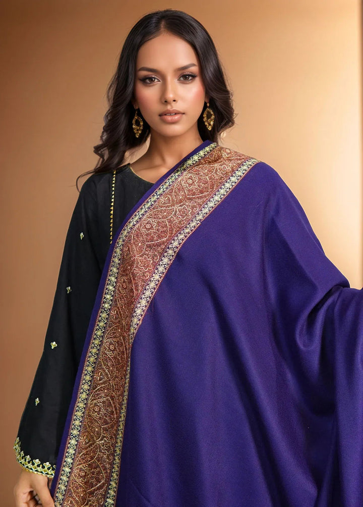 Sanaulla Exclusive Range Pashmina Shawl D-32 Navy Blue - Winter Collection