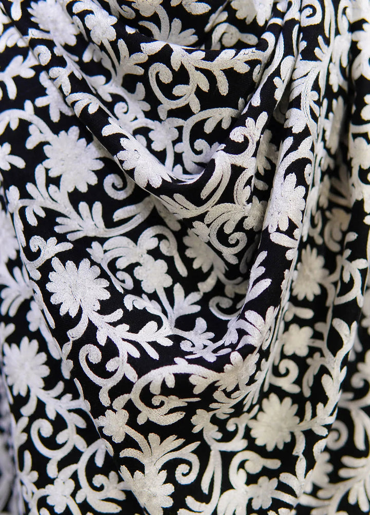 Sanaulla Exclusive Range Pashmina Shawl D-37 Black 1 - Winter Collection