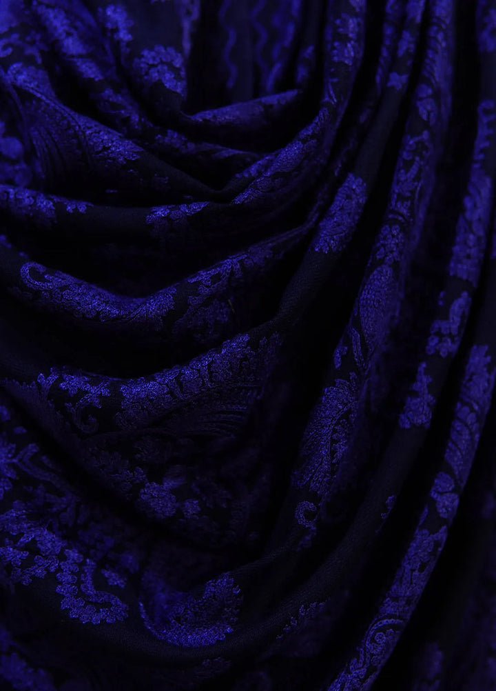 Sanaulla Exclusive Range Pashmina Shawl D-37 Dark Blue 4 - Winter Collection