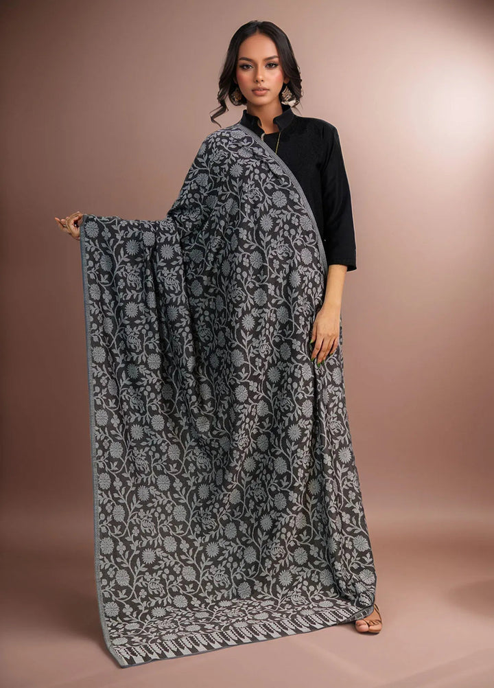 Sanaulla Exclusive Range Pashmina Shawl D-38 Dark Grey - Winter Collection