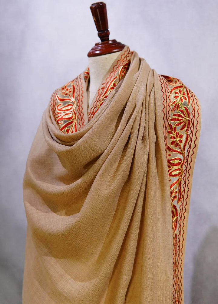 Sanaulla Exclusive Range Pashmina Shawl D-40 Brown - Winter Collection
