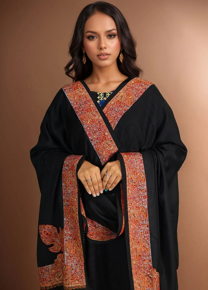 Sanaulla Exclusive Range Pashmina Shawl D-46 Black - Winter Collection