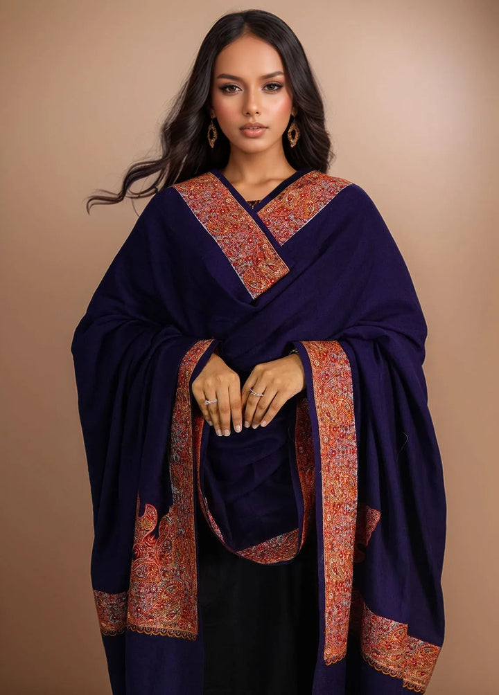Sanaulla Exclusive Range Pashmina Shawl D-46 Blue - Winter Collection