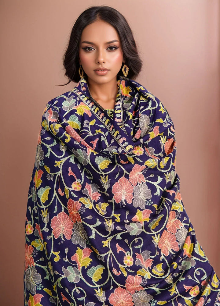 Sanaulla Exclusive Range Pashmina Shawl D-47 Navy Blue 1 - Winter Collection