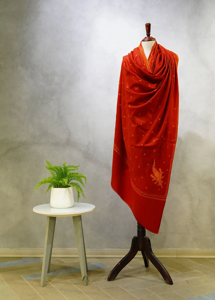 Sanaulla Exclusive Range Pashmina Shawl D-50 Mehroon 2 - Winter Collection