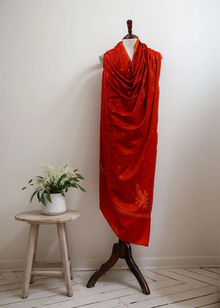 Sanaulla Exclusive Range Pashmina Shawl D-50 Mehroon - Winter Collection