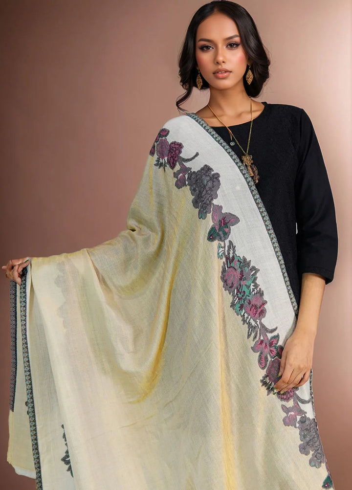 Sanaulla Exclusive Range Pashmina Shawl D-54 Cream - Winter Collection