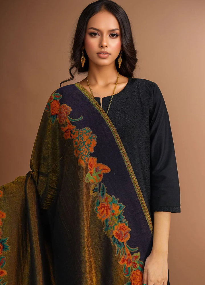 Sanaulla Exclusive Range Pashmina Shawl D-54 Navy Blue - Winter Collection