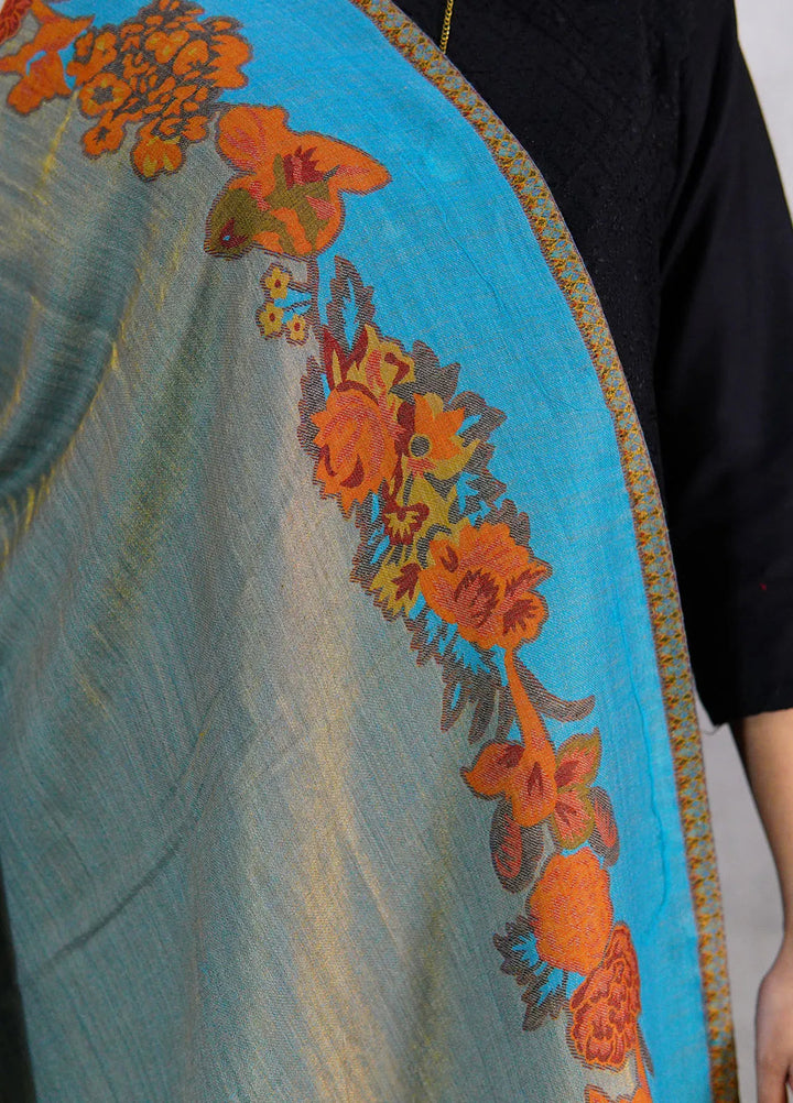 Sanaulla Exclusive Range Pashmina Shawl D-54 Sky Blue - Winter Collection