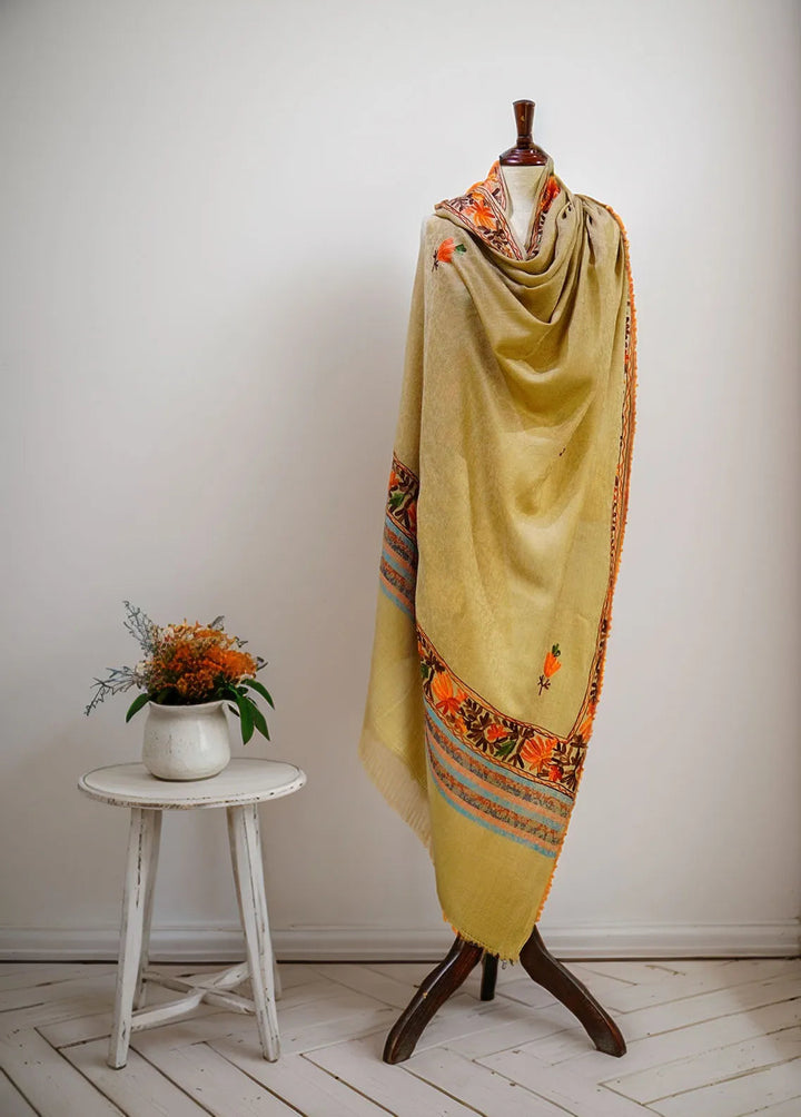 Sanaulla Exclusive Range Pashmina Shawl D-55 Brown 11 - Winter Collection