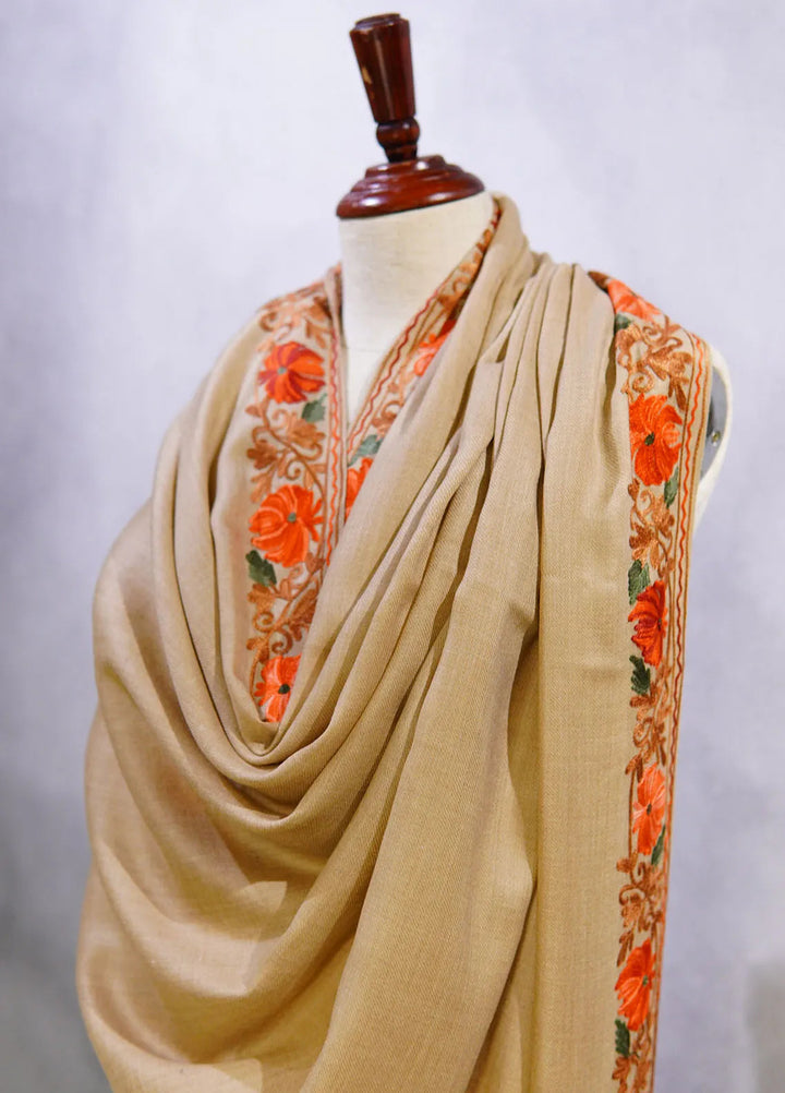 Sanaulla Exclusive Range Pashmina Shawl D-55 Brown 2 - Winter Collection