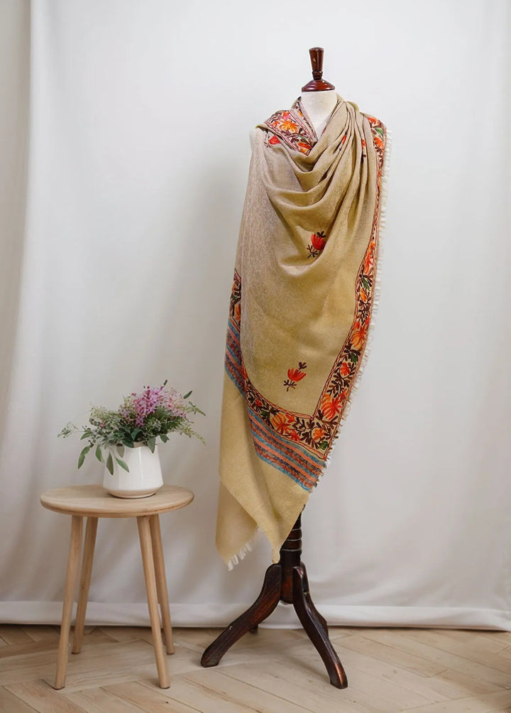 Sanaulla Exclusive Range Pashmina Shawl D-55 Brown 6 - Winter Collection