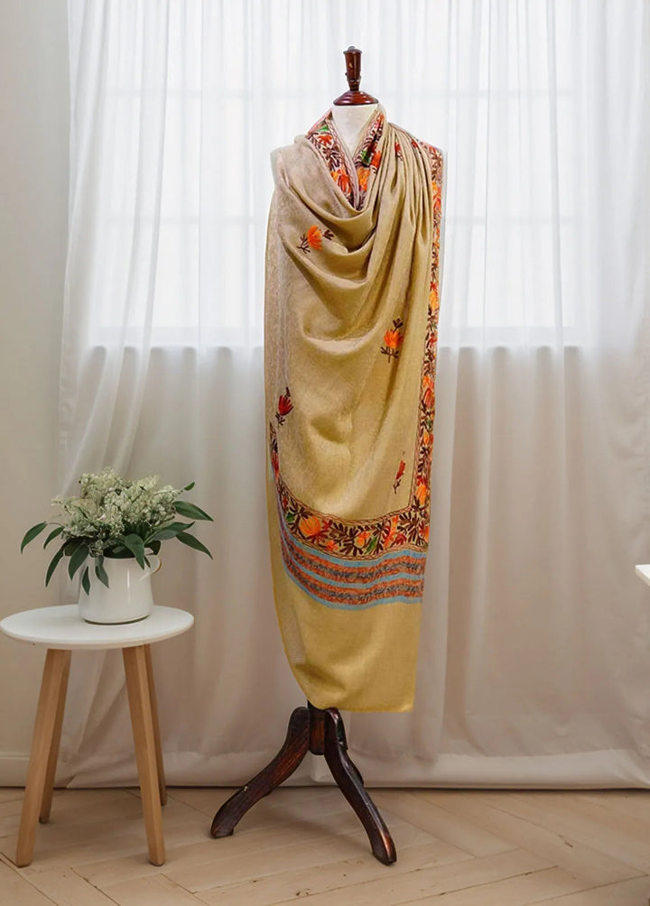 Sanaulla Exclusive Range Pashmina Shawl D-55 Brown 7 - Winter Collection