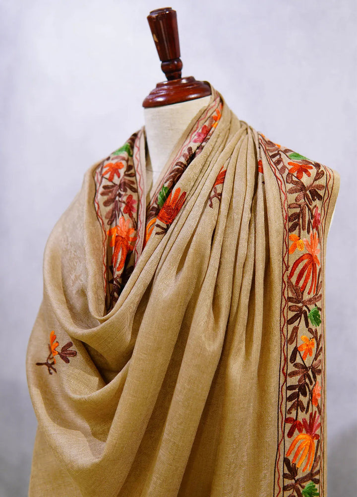 Sanaulla Exclusive Range Pashmina Shawl D-55 Brown 7 - Winter Collection