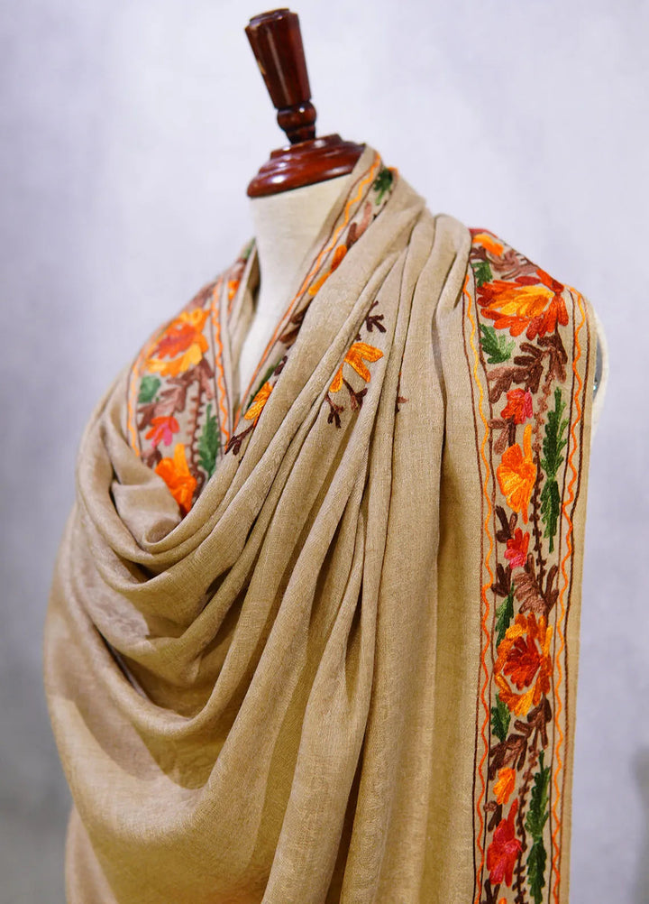Sanaulla Exclusive Range Pashmina Shawl D-55 Brown - Winter Collection