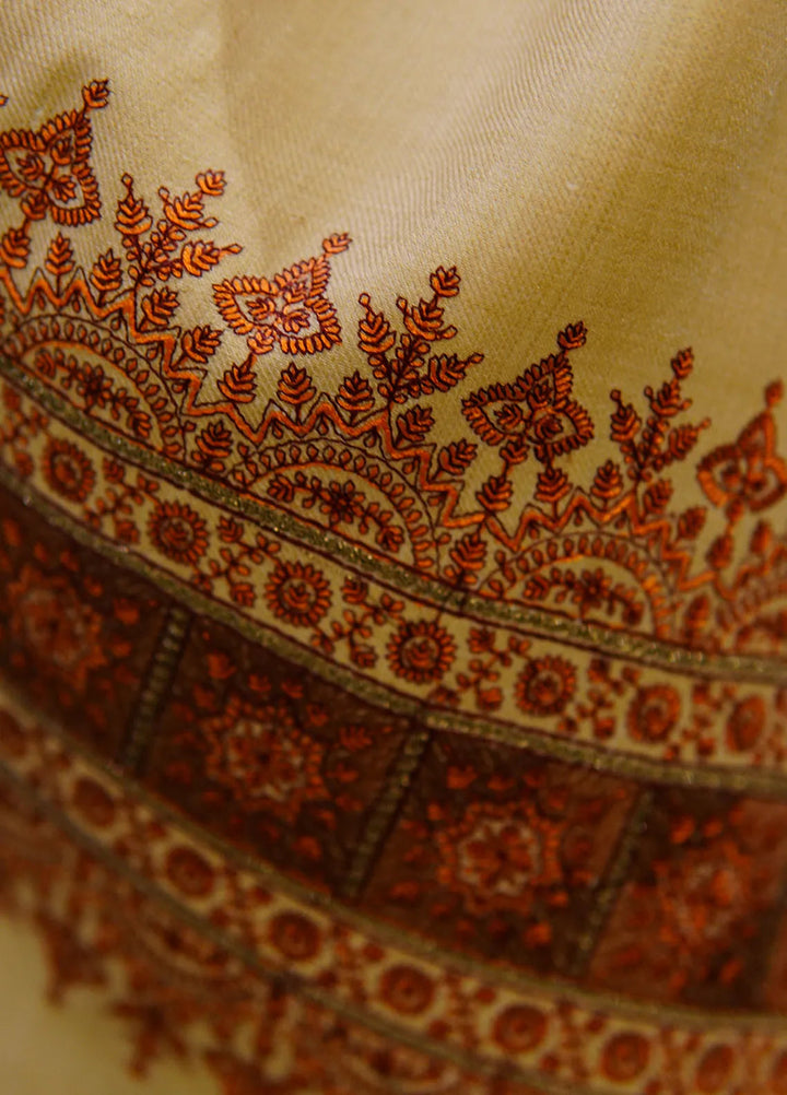 Sanaulla Exclusive Range Pashmina Shawl D-58 Cream - Winter Collection