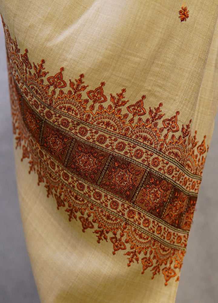 Sanaulla Exclusive Range Pashmina Shawl D-58 Light Brown - Winter Collection
