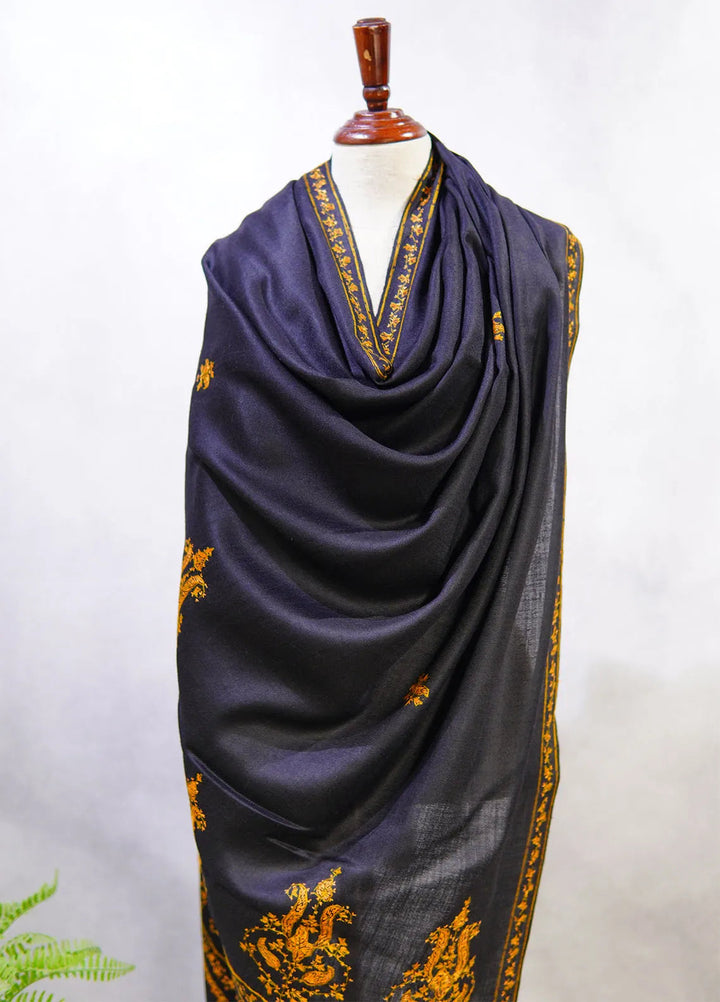 Sanaulla Exclusive Range Pashmina Shawl D-7 Black 1 - Winter Collection