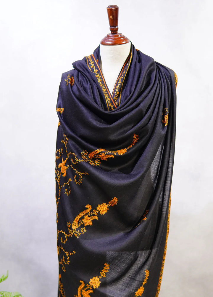 Sanaulla Exclusive Range Pashmina Shawl D-7 Black - Winter Collection