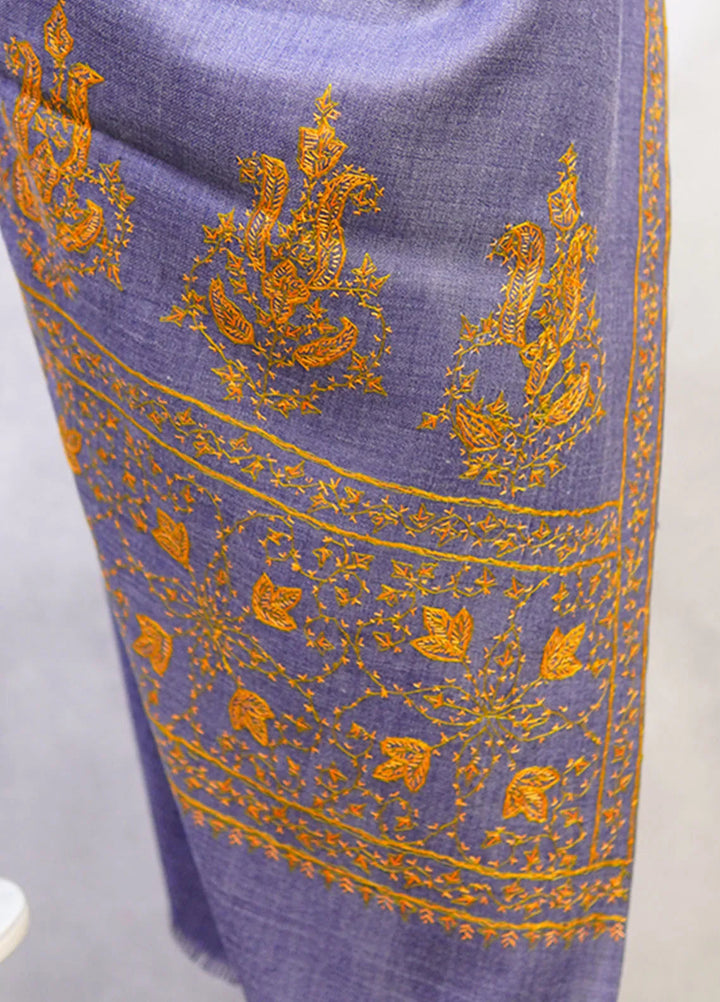 Sanaulla Exclusive Range Pashmina Shawl D-7 Denim Blue 1 - Winter Collection