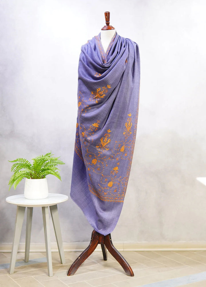 Sanaulla Exclusive Range Pashmina Shawl D-7 Denim Blue - Winter Collection