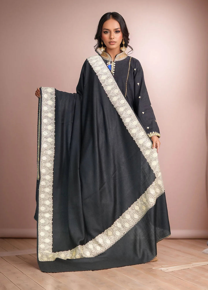 Sanaulla Exclusive Range Pashmina Shawl D-9 Black - Winter Collection