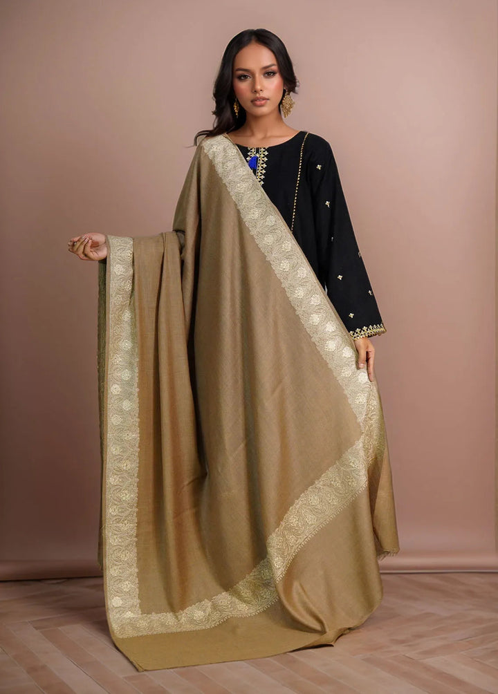 Sanaulla Exclusive Range Pashmina Shawl D-9 Dark Brown - Winter Collection
