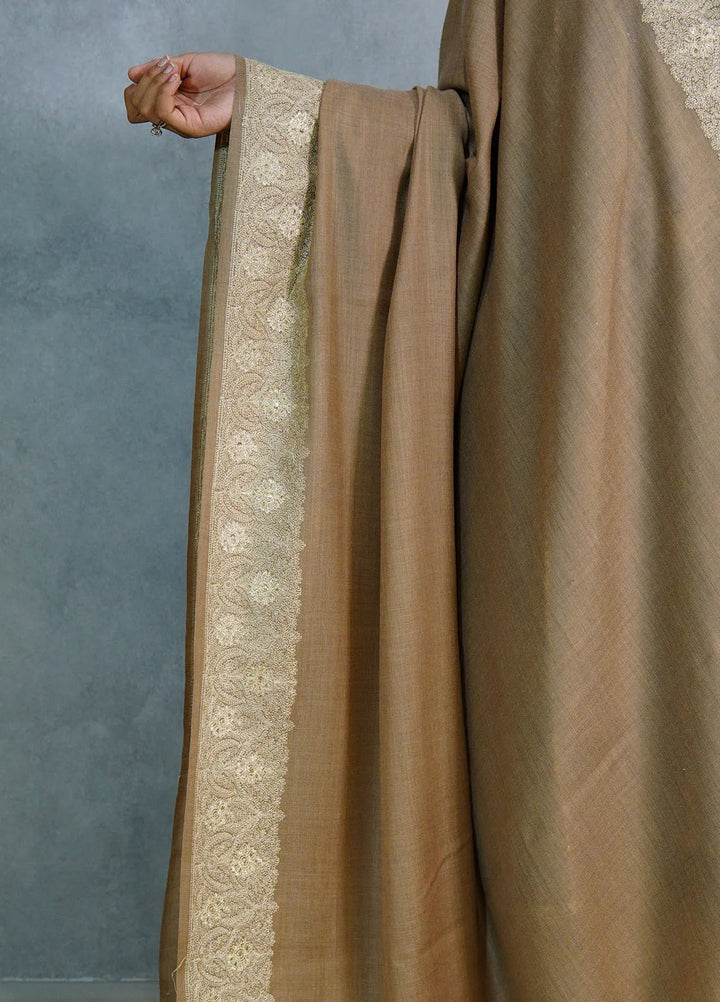 Sanaulla Exclusive Range Pashmina Shawl D-9 Dark Brown - Winter Collection