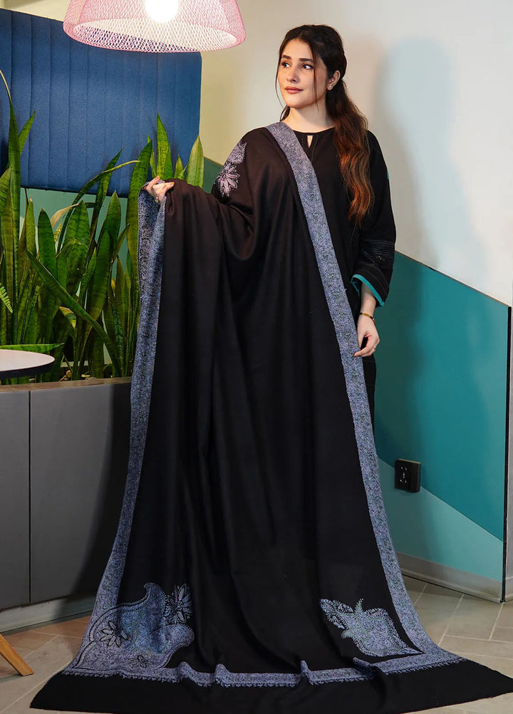Sanaulla Exclusive Range Pashmina Shawl KPS D-101 Black - Winter Collection