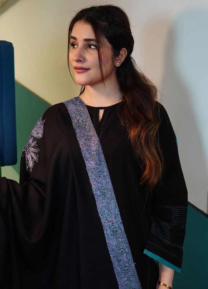 Sanaulla Exclusive Range Pashmina Shawl KPS D-101 Black - Winter Collection