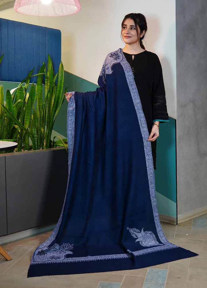 Sanaulla Exclusive Range Pashmina Shawl KPS D-101 Blue - Winter Collection
