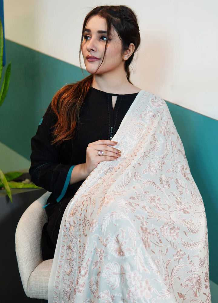 Sanaulla Exclusive Range Pashmina Shawl KPS D-104 Cream - Winter Collection