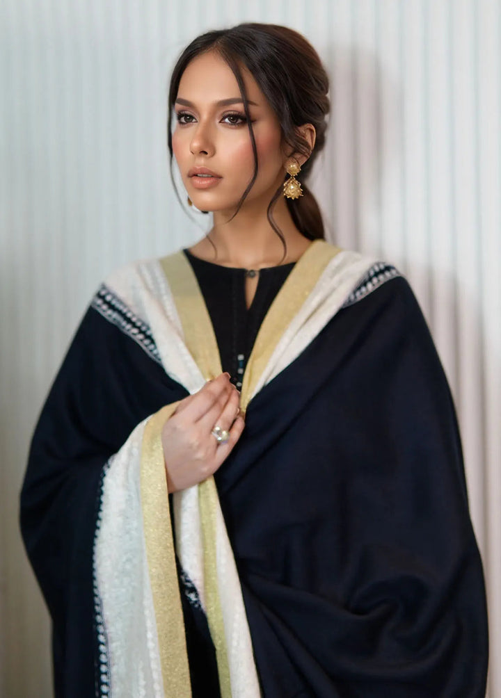 Sanaulla Exclusive Range Pashmina Shawl KPS D-114 Black - Winter Collection