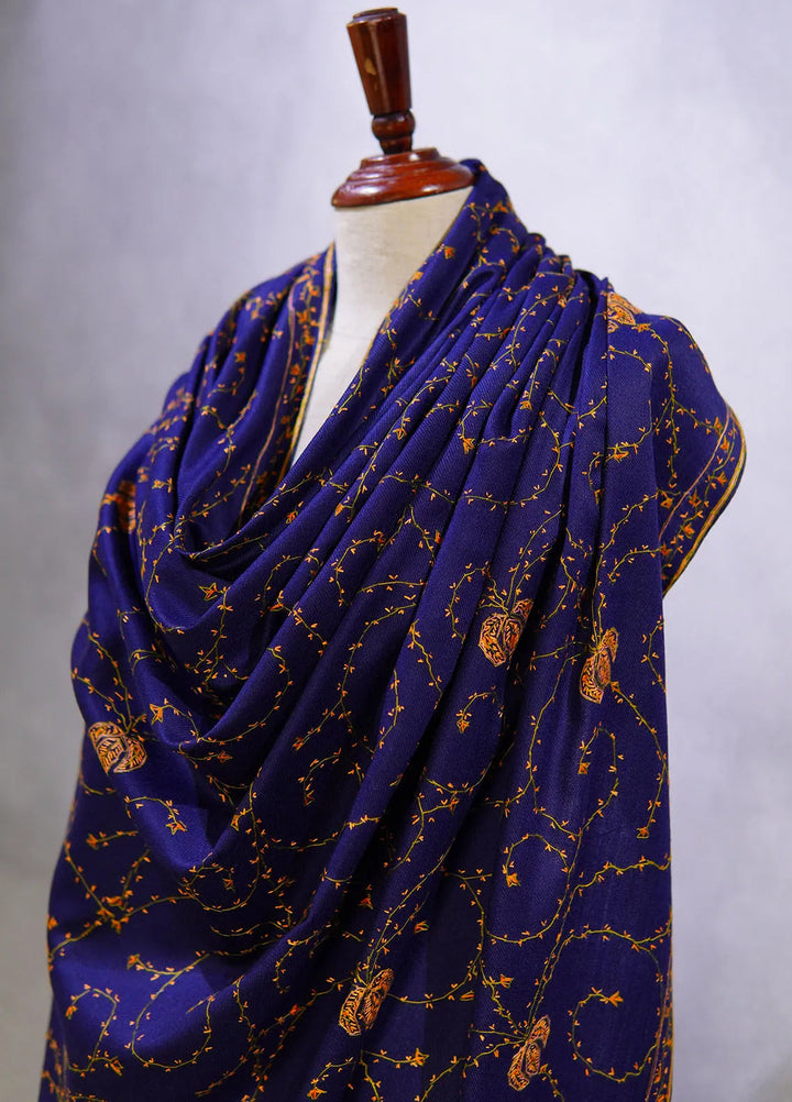 Sanaulla Exclusive Range Pashmina Shawl KPS D-12 Navy Blue - Winter Collection