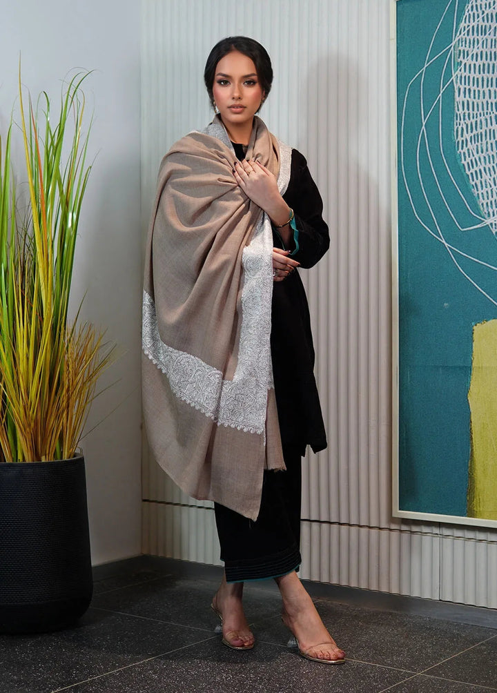 Sanaulla Exclusive Range Pashmina Shawl KPS D-129 Brown - Winter Collection