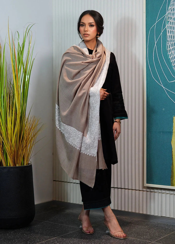 Sanaulla Exclusive Range Pashmina Shawl KPS D-129 Brown - Winter Collection