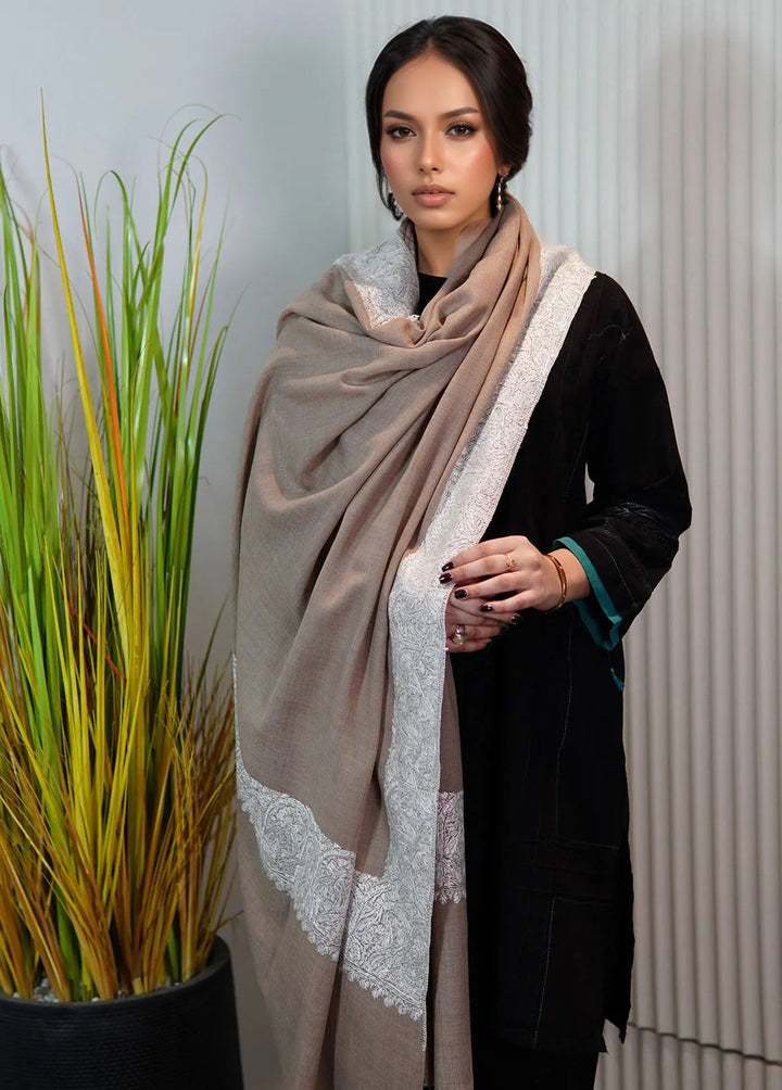 Sanaulla Exclusive Range Pashmina Shawl KPS D-129 Brown - Winter Collection