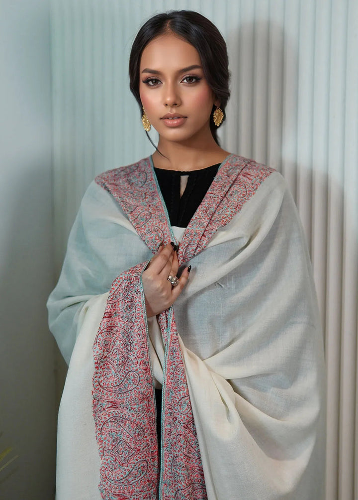 Sanaulla Exclusive Range Pashmina Shawl KPS D-129 Cream - Winter Collection