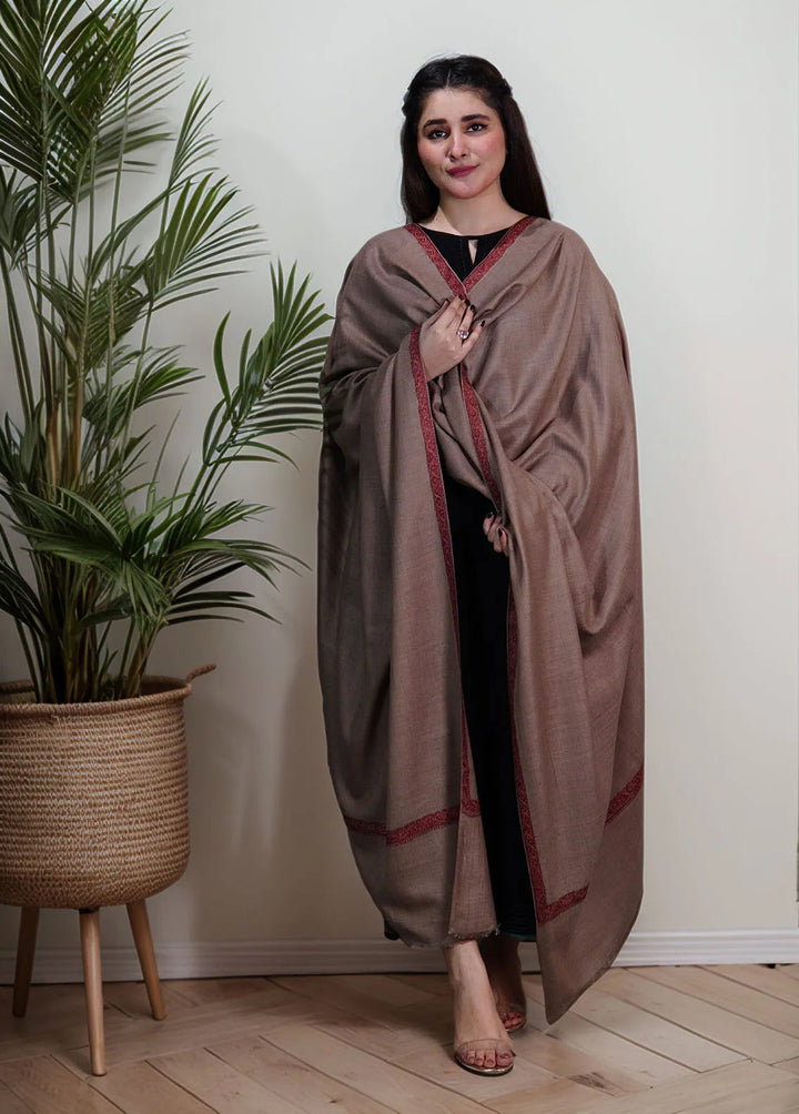 Sanaulla Exclusive Range Pashmina Shawl KPS D-13 Dark Brown - Winter Collection