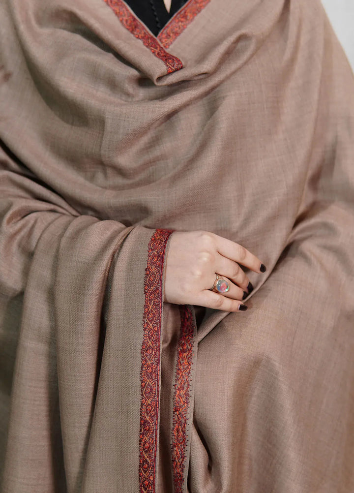 Sanaulla Exclusive Range Pashmina Shawl KPS D-13 Dark Brown - Winter Collection