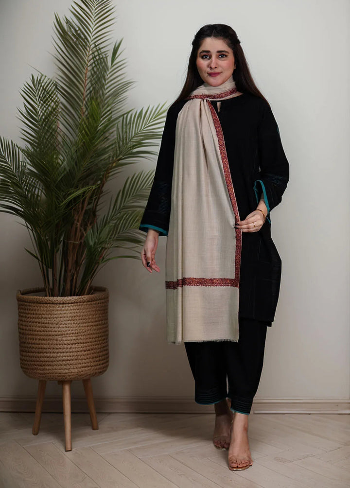 Sanaulla Exclusive Range Pashmina Shawl KPS D-13 Fawn - Winter Collection