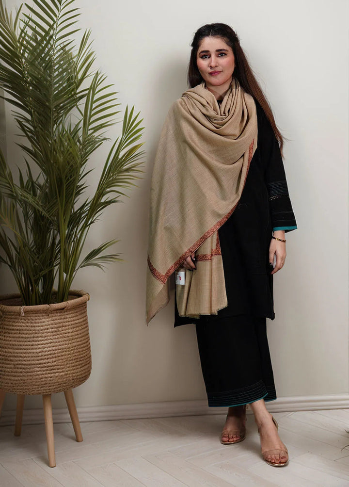 Sanaulla Exclusive Range Pashmina Shawl KPS D-13 Light Brown 1 - Winter Collection