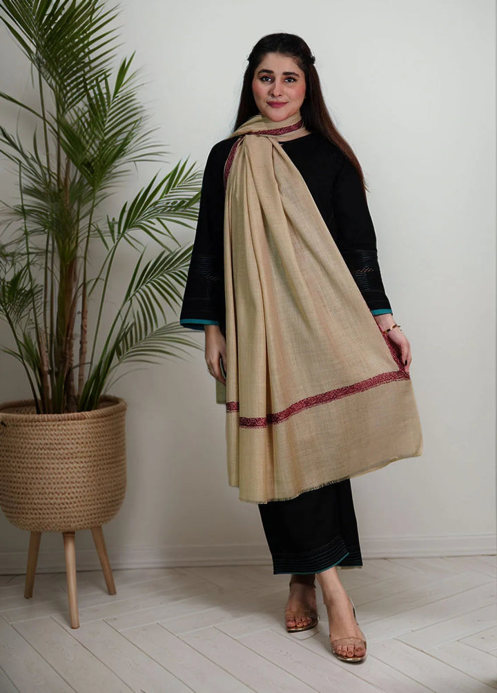 Sanaulla Exclusive Range Pashmina Shawl KPS D-13 Light Brown - Winter Collection