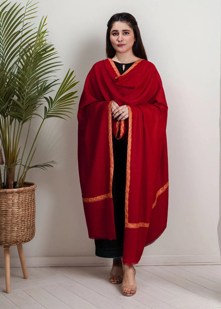 Sanaulla Exclusive Range Pashmina Shawl KPS D-13 Mehroon 1 - Winter Collection