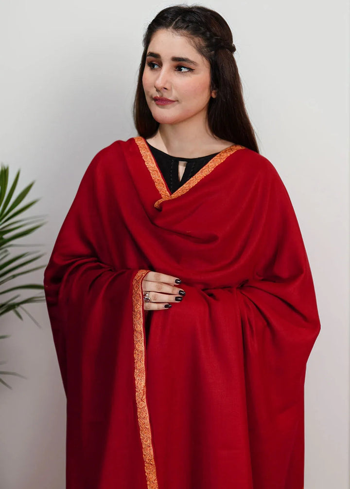 Sanaulla Exclusive Range Pashmina Shawl KPS D-13 Mehroon 1 - Winter Collection