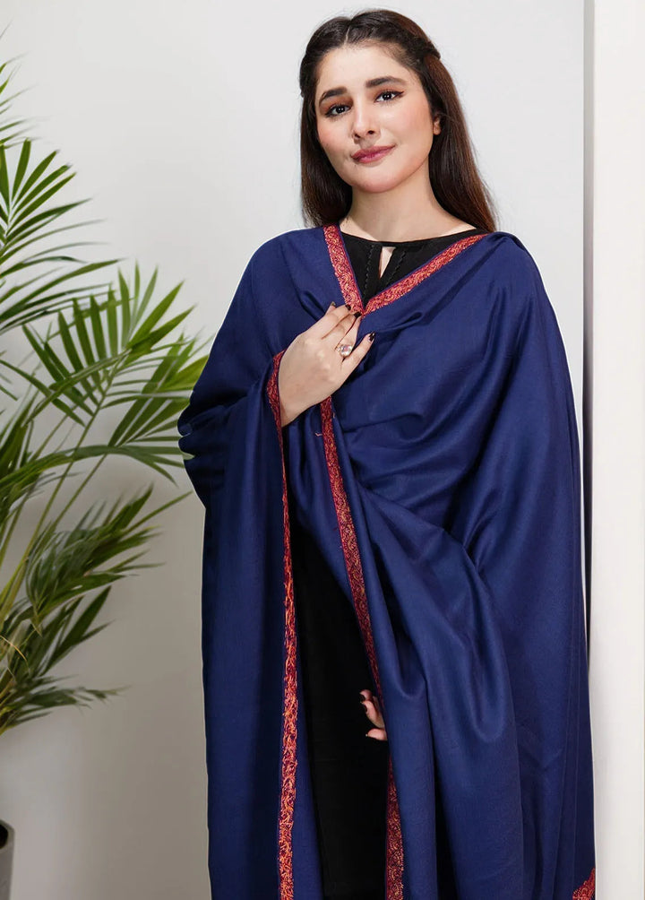 Sanaulla Exclusive Range Pashmina Shawl KPS D-13 Navy Blue 1 - Winter Collection