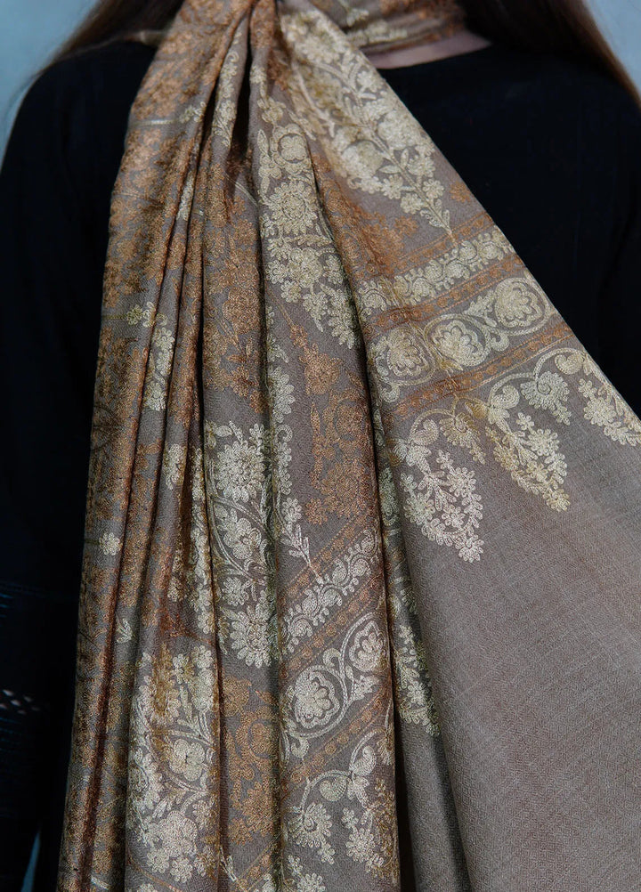 Sanaulla Exclusive Range Pashmina Shawl KPS D-14 Brown - Winter Collection