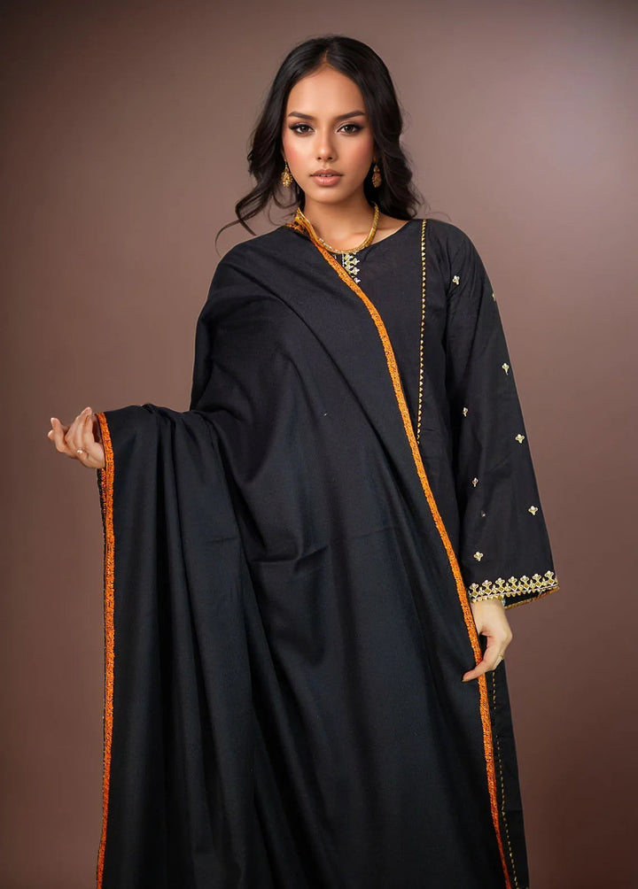 Sanaulla Exclusive Range Pashmina Shawl KPS D-19 Black - Winter Collection