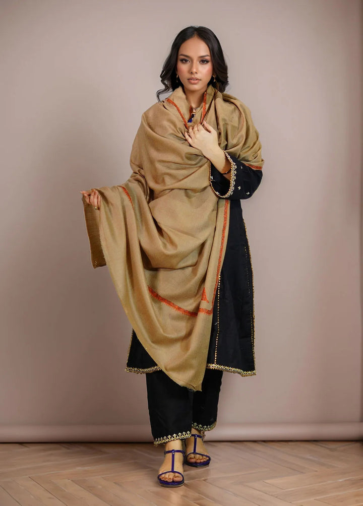Sanaulla Exclusive Range Pashmina Shawl KPS D-19 Dark Brown 1 - Winter Collection
